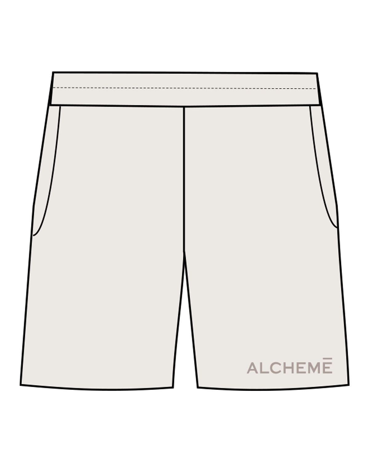 The Mens Sweat Shorts - Bone - ALCHEME - Left Bottom Leg - Embroidered - Tone on Tone