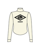 The 3/4 Crop Zip Jacket - Beige - SECOND CHANCE GYM - Left Chest & Center Back Stacked "COACH" - Printed - Black