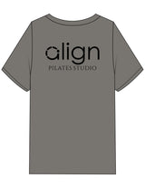 The Mens Heavyweight Tee - Washed Gray - Align Pilates Studio - Left Chest & Back Stacked - Printed - Black