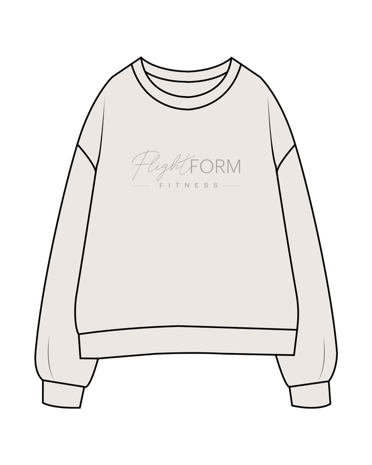 The Womens Crewneck - Bone - Flightform - Center Chest Stacked - Printed - Tone on Tone