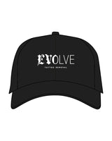The Dad Hat - Black - EVOLVE TATTOO - Front Center Stacked - White