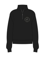 The Womens 1/4 Zip - Black - Flowcorps - Left Chest Round Stacked - Stone
