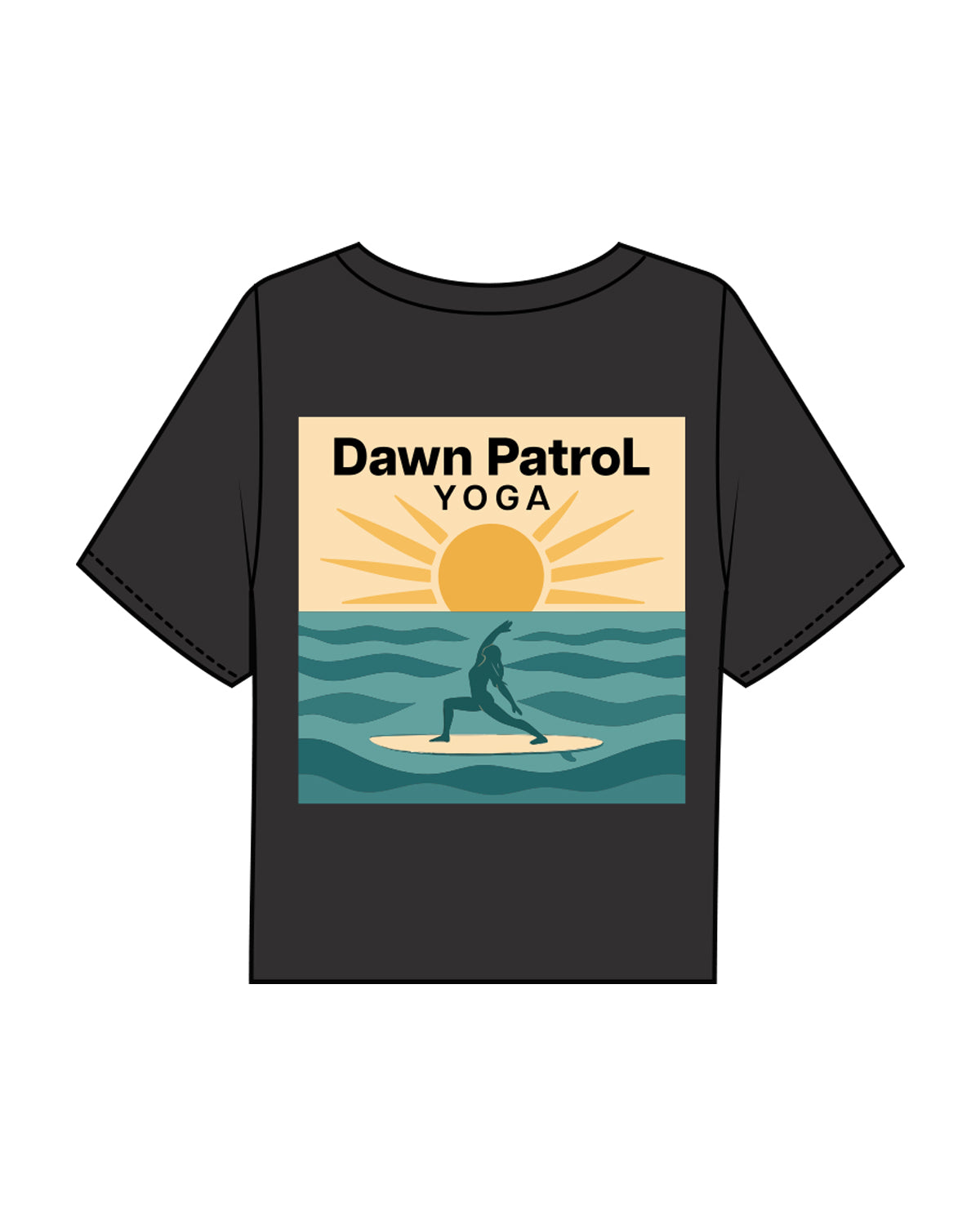 The Boxy Crop Tee - Charcoal -  Dawn Patrol - Left Chest & Center Back - Full Color