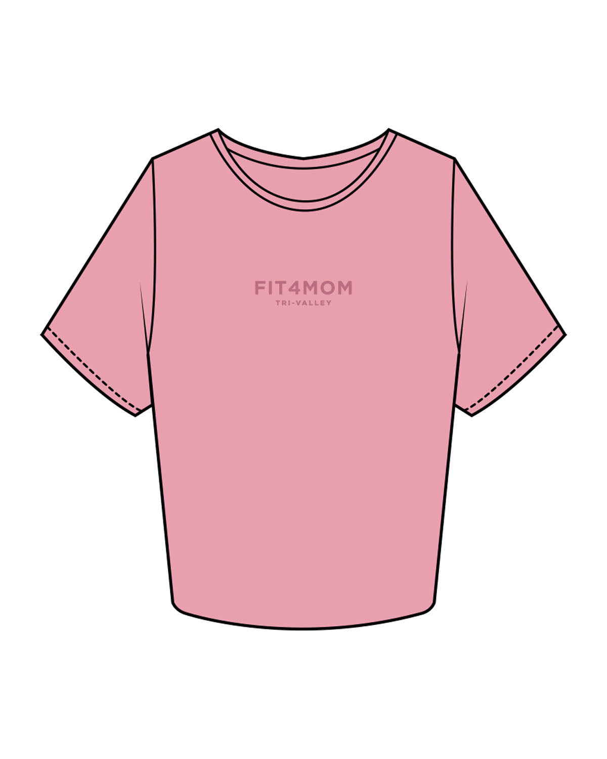 The Crop Tee - Bubblegum - F4Mom-TriValley - Center Chest Stacked & Center Back Stacked - Printed - Tone on Tone