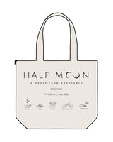 The Zipper Tote Bag - Natural - Half Moon Yoga - Full Center - Back - Moon - d8b7af - Printed - Full Color
