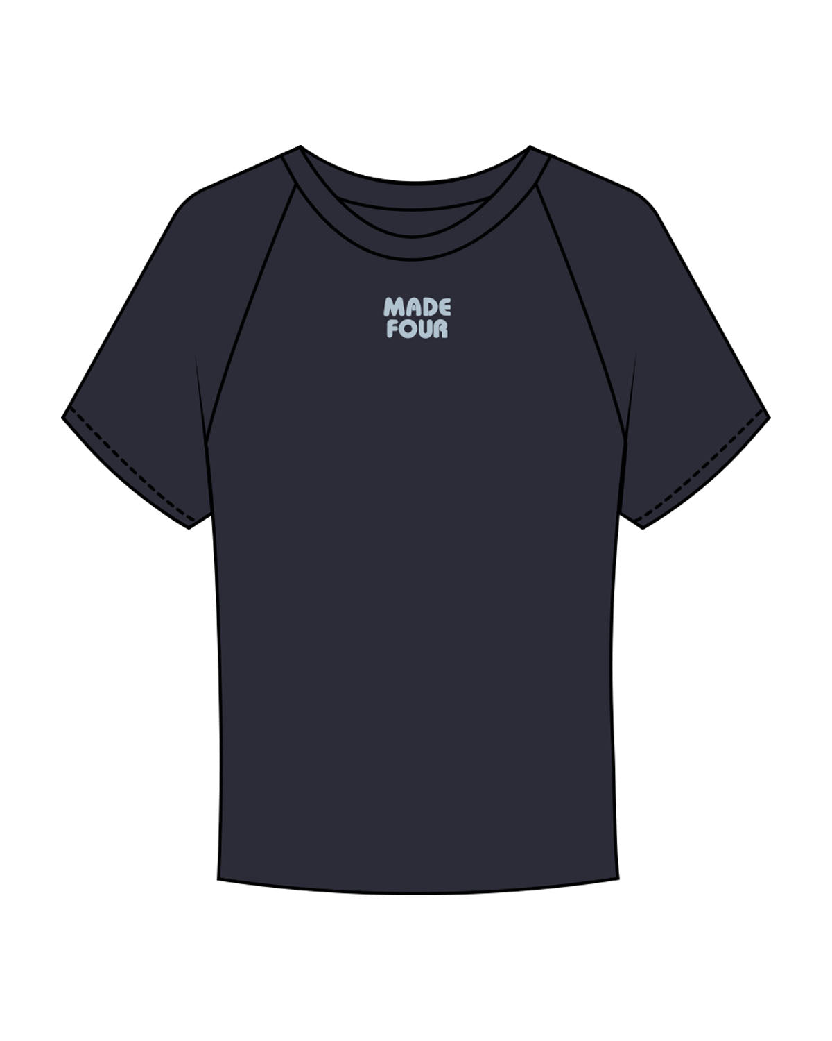 The Micro Rib Baby Tee - Navy - M4Lagree - Center Chest - Printed - Baby Blue