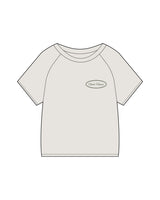 The Kids Heavyweight Tee - Washed Bone - GODSHOUSE - Left Chest "Oval Logo" - Full Back Stacked - Forest Green Printed