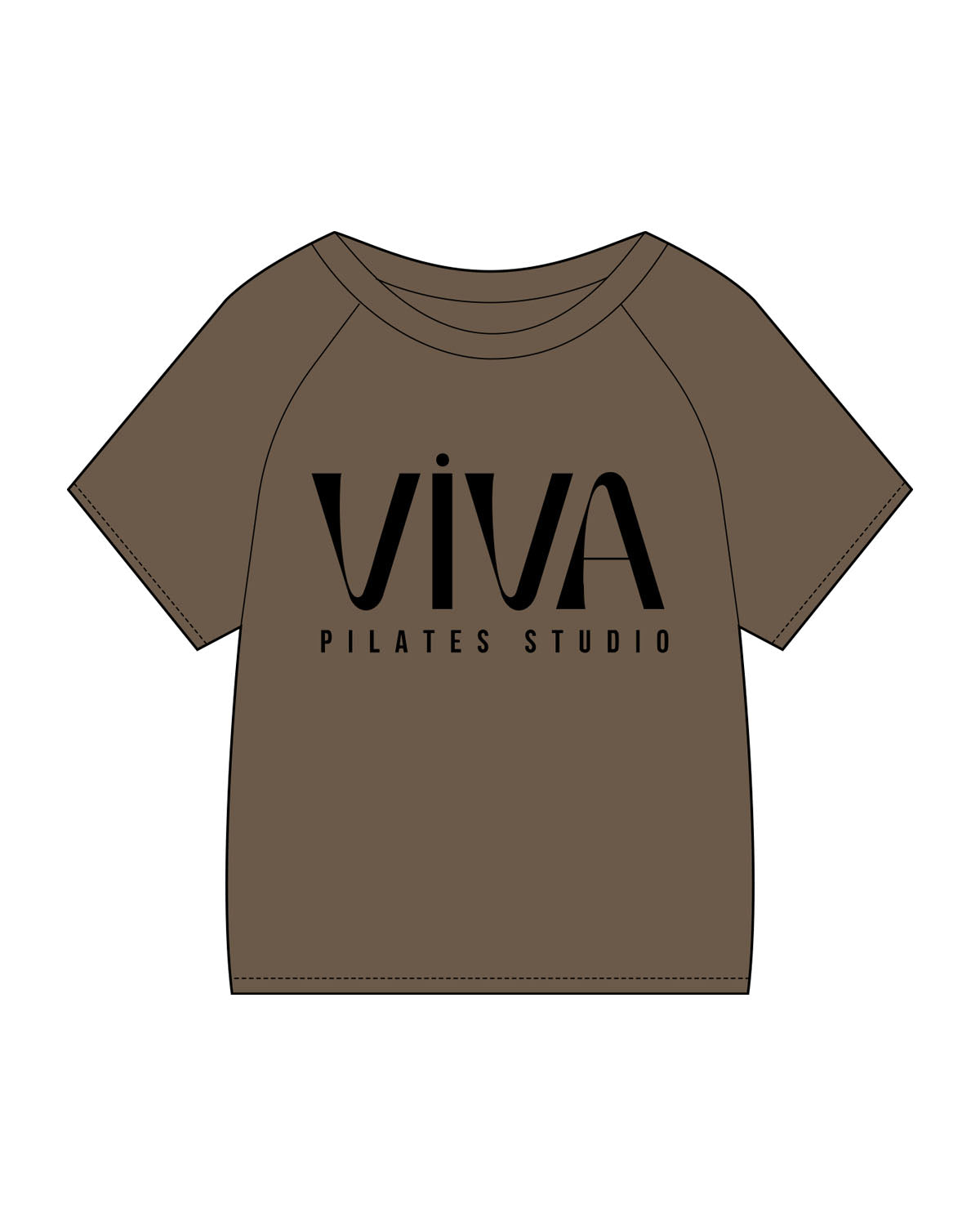 The Kids Tee - Walnut - Viva Pilates - Center Chest Stacked - Printed - Black