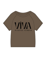 The Kids Tee - Walnut - Viva Pilates - Center Chest Stacked - Printed - Black