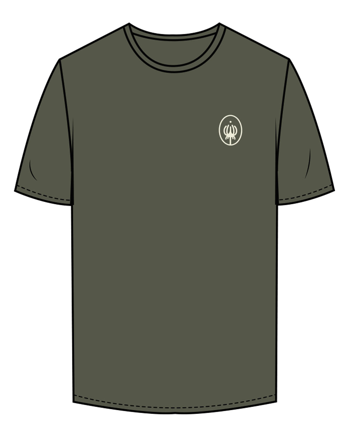 The Mens Tee - Cypress - Wellnest - Left Chest Oval & Full Back Text Stacked  - Printed-  Cream