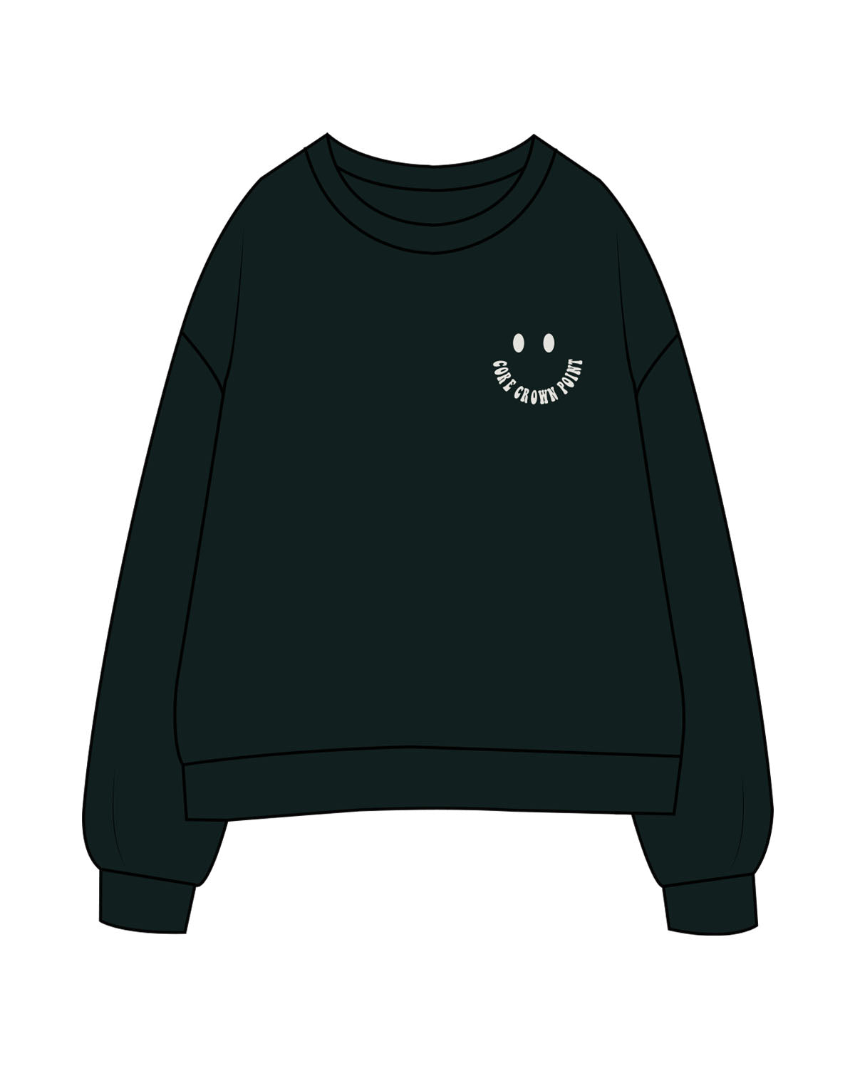 The Mens Crewneck - Pine Green - Core Crown Point - Left Chest - Embroidered - Washed Bone