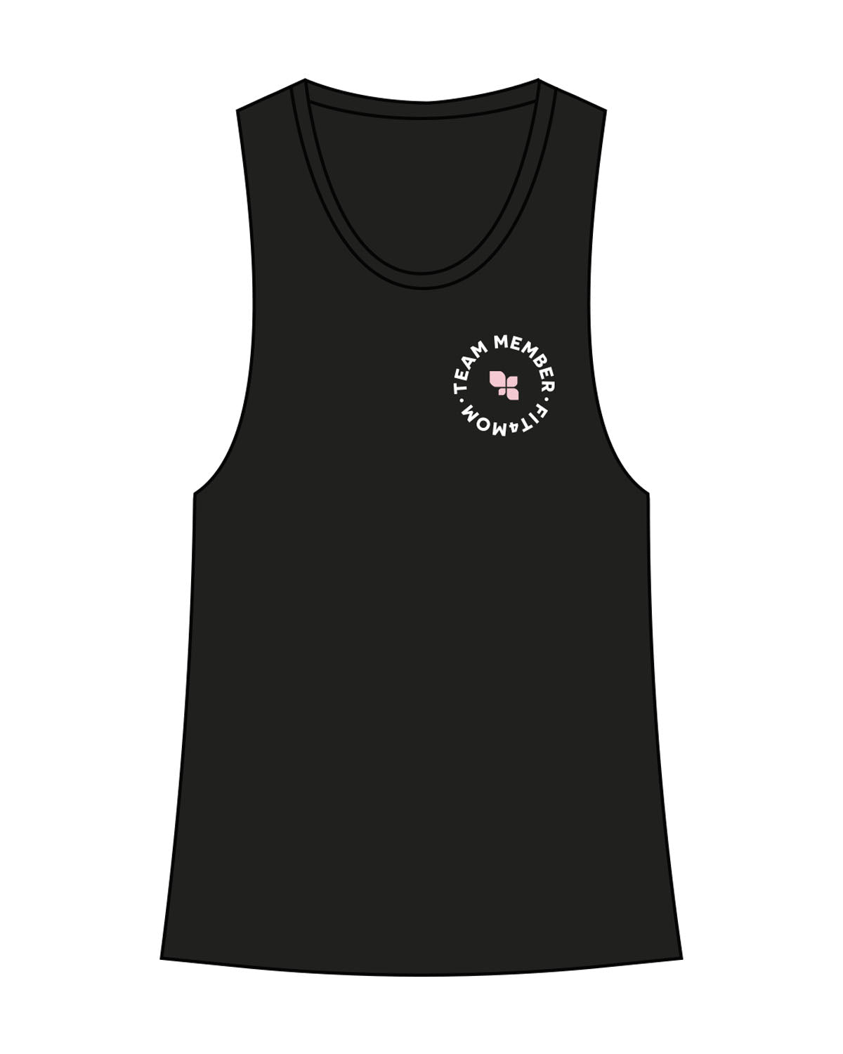 The Womens Racerback Tank - Black - F4Mom-TriValley - Left Chest & Back Center Spine " TEAM MEMBER " - Printed - Full Color