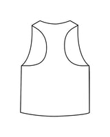 The Crop Muscle Racerback - White - Bodicore - Center Chest - Printed - Black