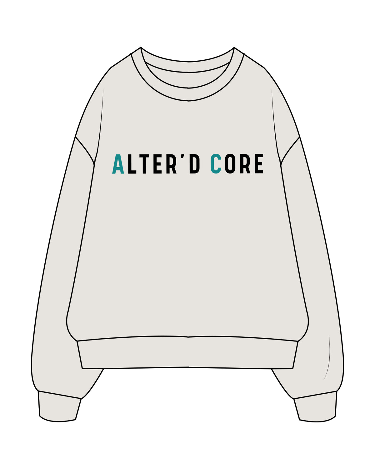 The Womens Crewneck - Washed Bone - Alterd - Center Chest & Back Center Neckline - Full Color