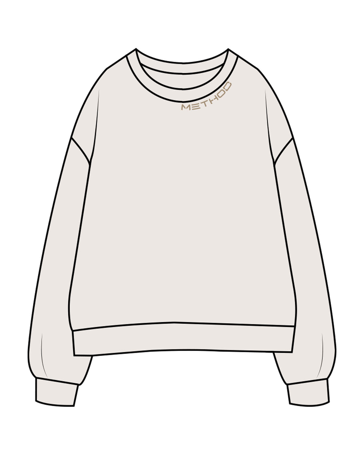 The Mens Crewneck - Bone - TML - Front Neckline - Embroidered - Sand