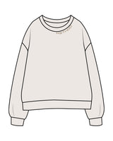 The Mens Crewneck - Bone - TML - Front Neckline - Embroidered - Sand
