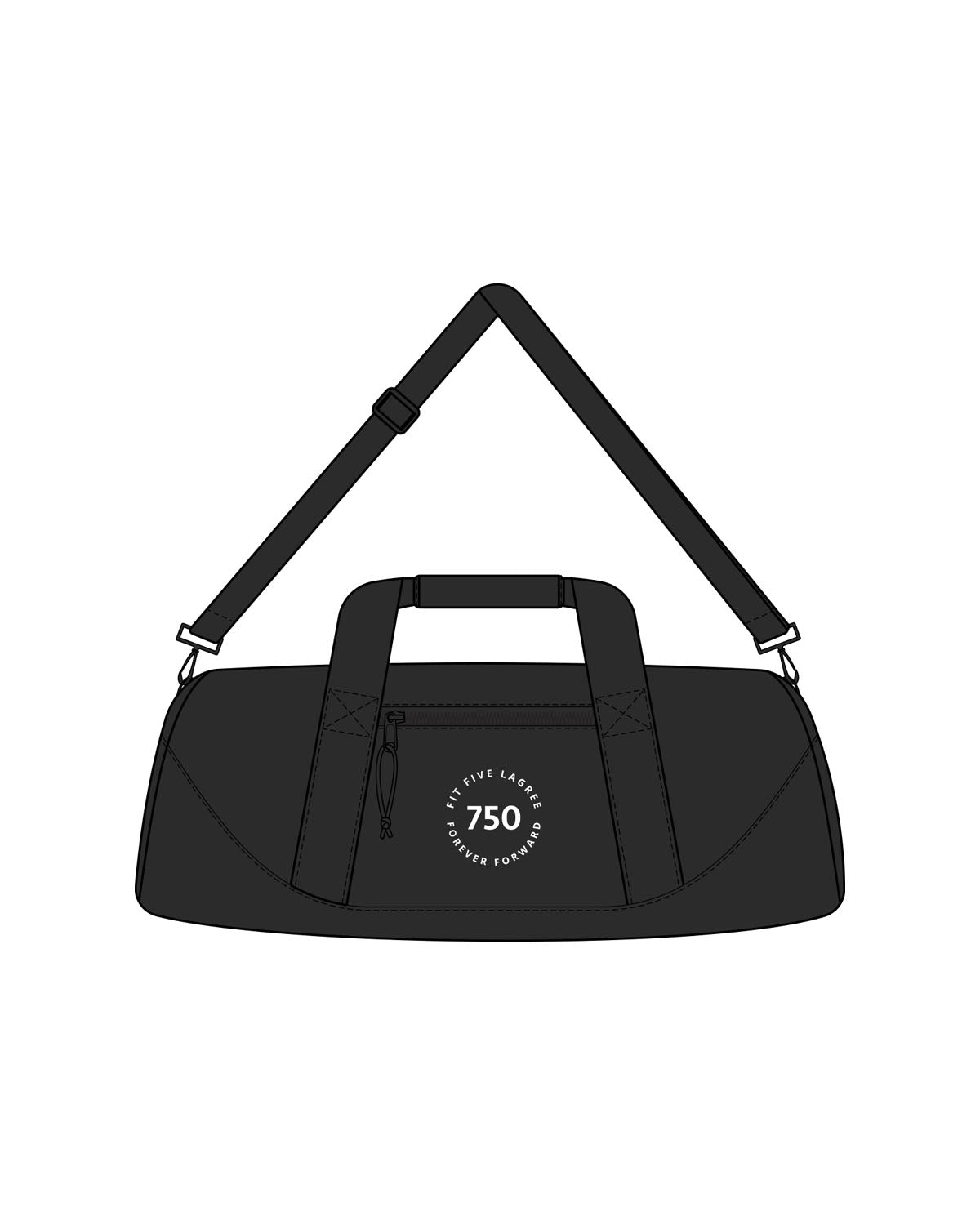 The Gym Duffel - Black - Fit 5 - Center Logo - Printed - White