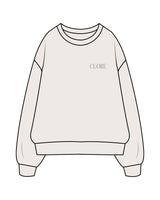 The Mens Crewneck - Bone - Cuore Pilates Studio - Left Chest - Embroidered - Cypress - Back Logo Stacked "STUDIO" - Printed - Cypress