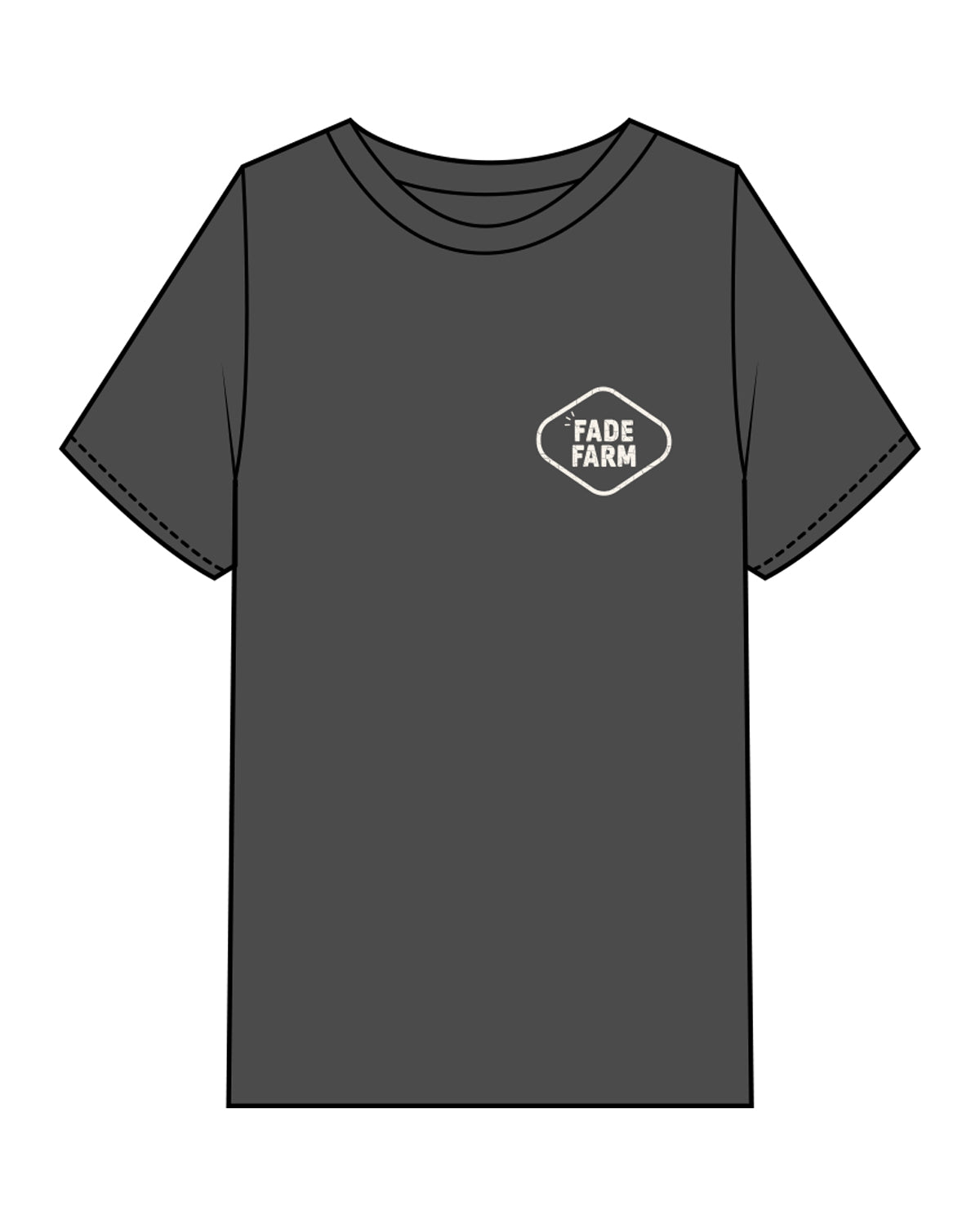 The Mens Heavyweight Tee - Washed Black - FadeFarm - Left Chest & Center Back - Full Color