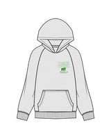 The Mens Hoodie - White Heather - Lagree Versa - Left Chest & Back Center Stacked - Green
