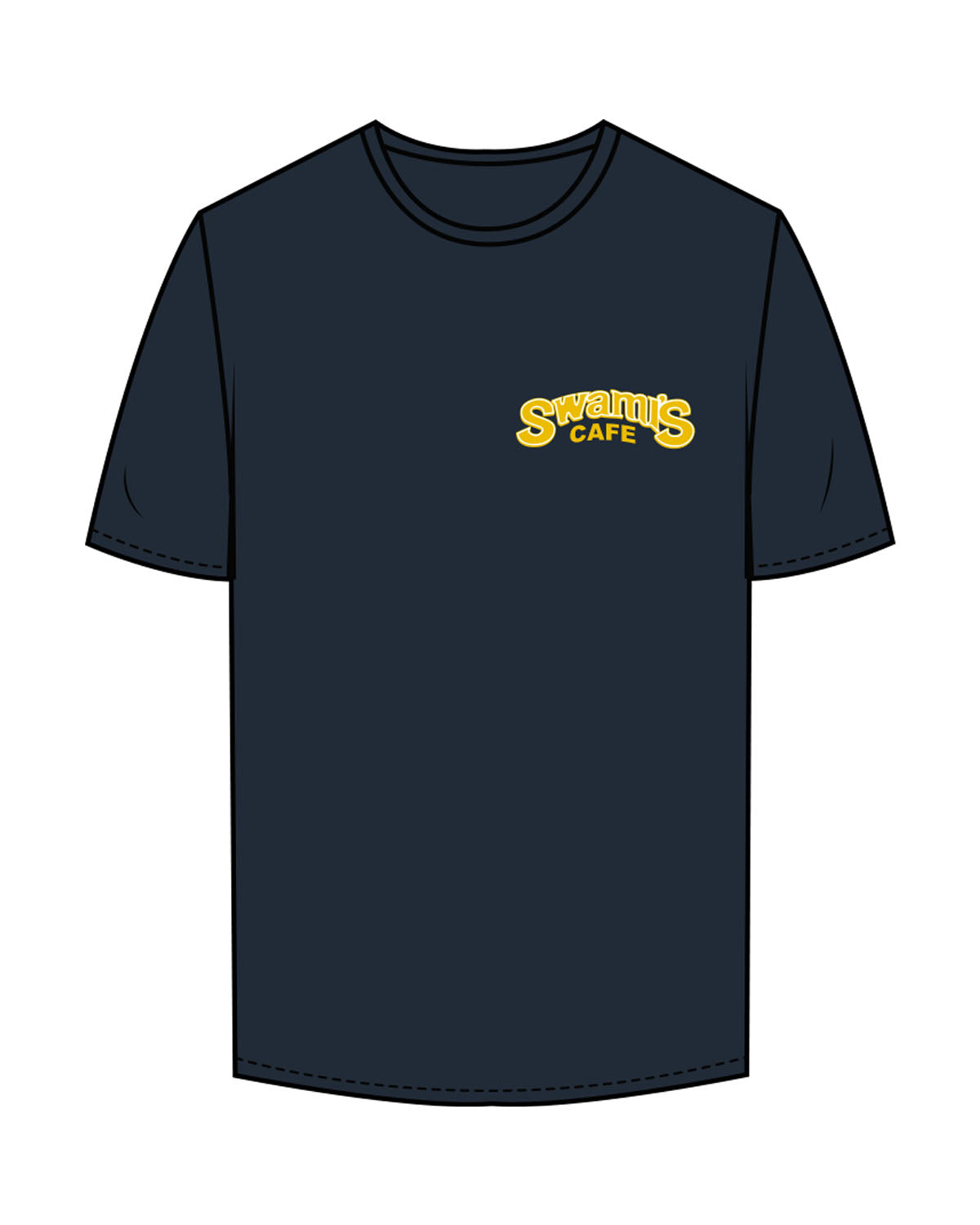 The Mens Tee - Navy - Swamis Endless - Left Chest Stacked & Back "BEACH PLEASE" - Printed - Full Color