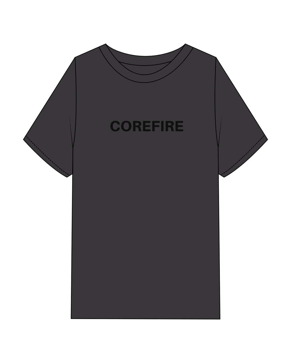 The Mens Heavyweight Tee - Washed Charcoal - Corefire - Center Chest "COREFIFRE" - Printed - Tone on Tone