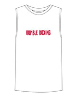 The Mens Tank - White - Rumble Boxing - Center Chest & Center Back - Red
