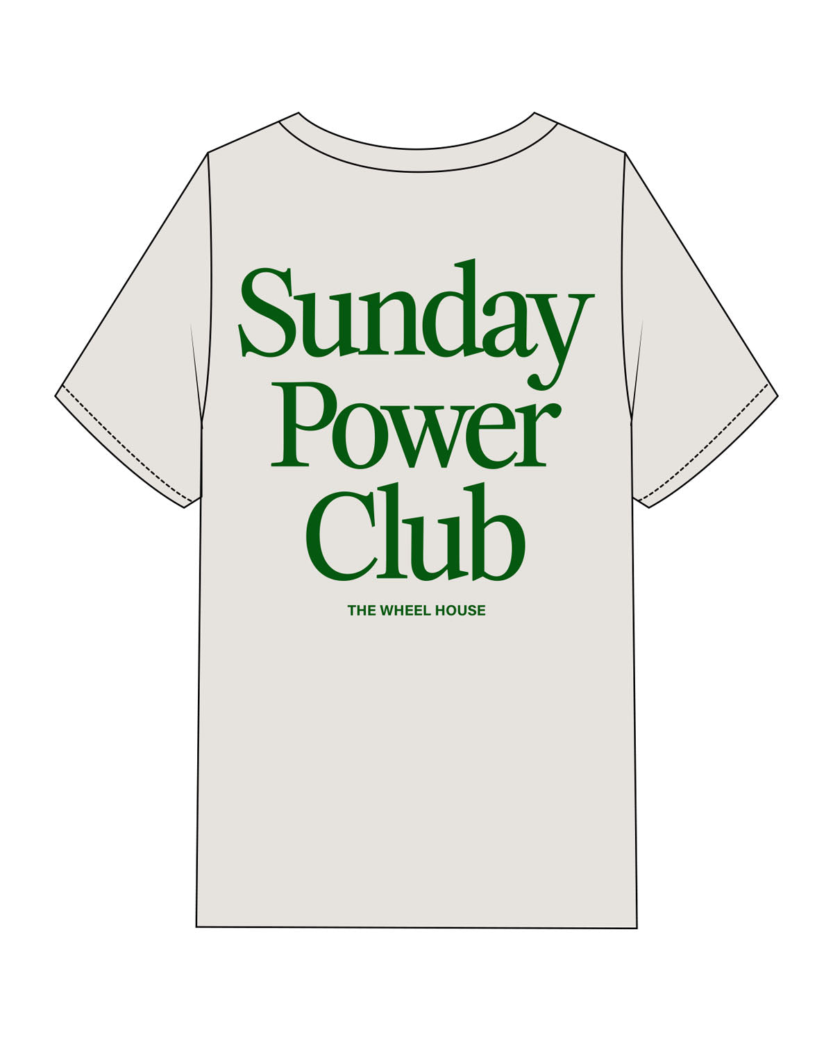 The Mens Heavyweight Tee - Washed Bone - Wheel House NY - Left Chest & Back Stacked - Printed - Green
