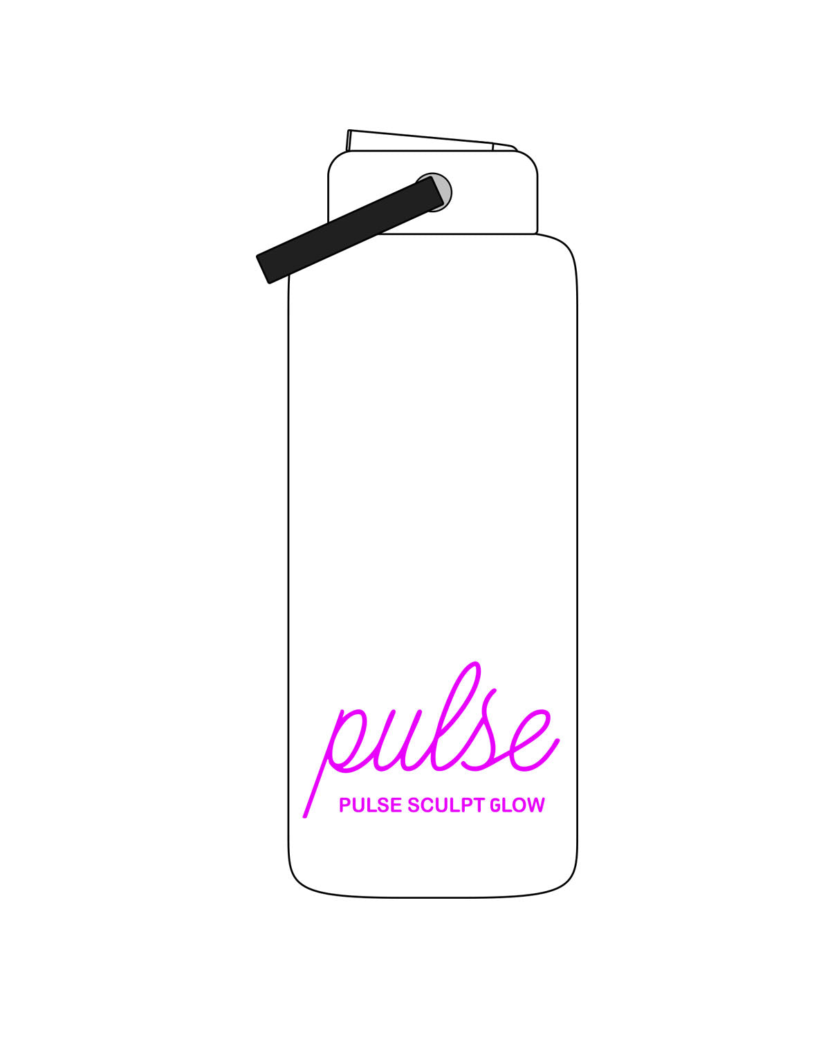 The Wide Mouth Water Bottle - White - Pulse Sculpt Glow - Center Bottom Body Stacked - Printed - Purple