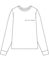 The Womens Long Sleeve - White - Pacific Ridge - Left Chest - Printed - Navy