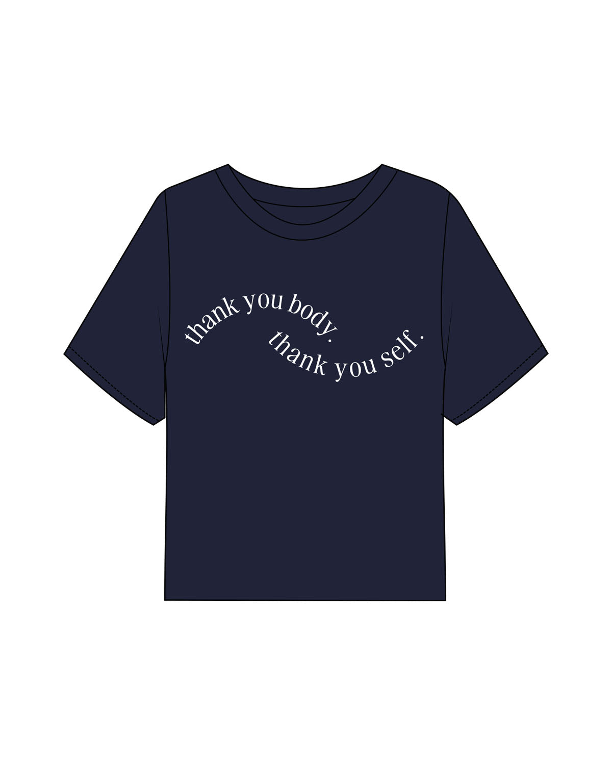 The Boxy Crop Tee - Navy - Set Studio - Center Chest & Center Back - Printed - White