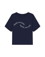 The Boxy Crop Tee - Navy - Set Studio - Center Chest & Center Back - Printed - White