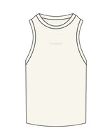 The Ribbed Full Length Tank - Off White - New Mom School - Center Chest Stacked "NASHVILLE" - Embroidered - Tone on Tone