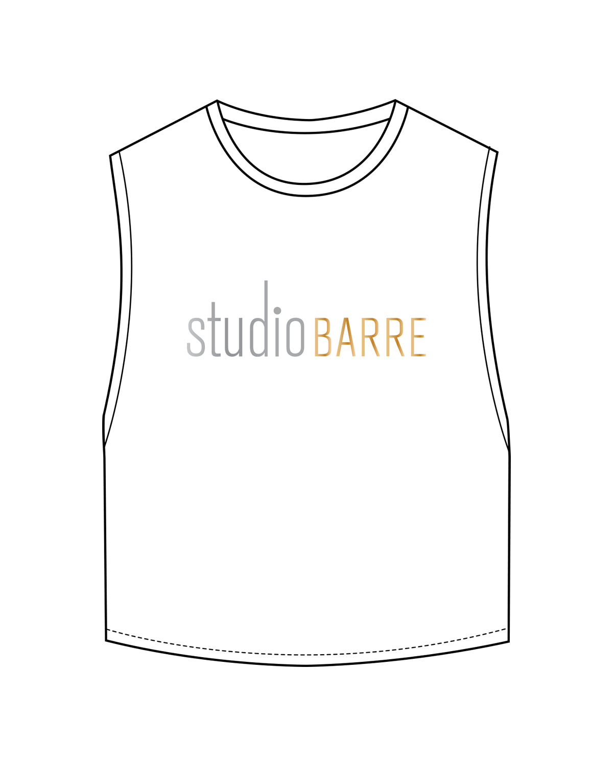 The Crop Muscle Tank - White - Studio Barre - Center Chest - Full Color