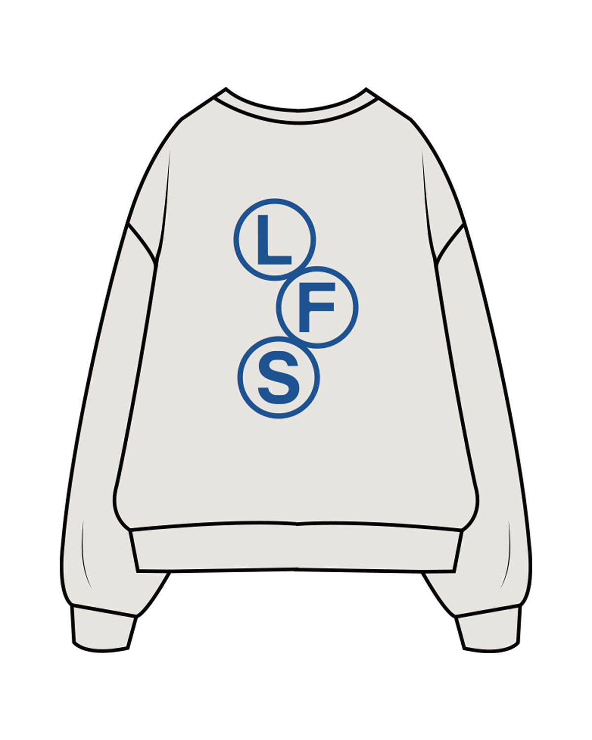 The Mens Crewneck - Washed Bone - Lagree Fit Studio - Left Chest Stacked & Back Rounds - Printed - Blue
