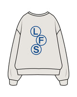 The Mens Crewneck - Washed Bone - Lagree Fit Studio - Left Chest Stacked & Back Rounds - Printed - Blue