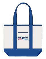 The Contrast Tote Bag - Natural / Royal - Reiner Pump Systems - Center Body Stacked - Printed - Full Color