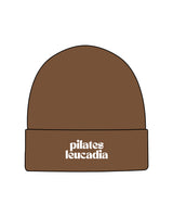 The Beanie - Caramel - Pilates Leucadia - Center - Embroidered  White