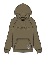 The Mens Classic Hoodie - Army - Collaborative Dog - Center Chest Stacked & Front Pocket - Full Color