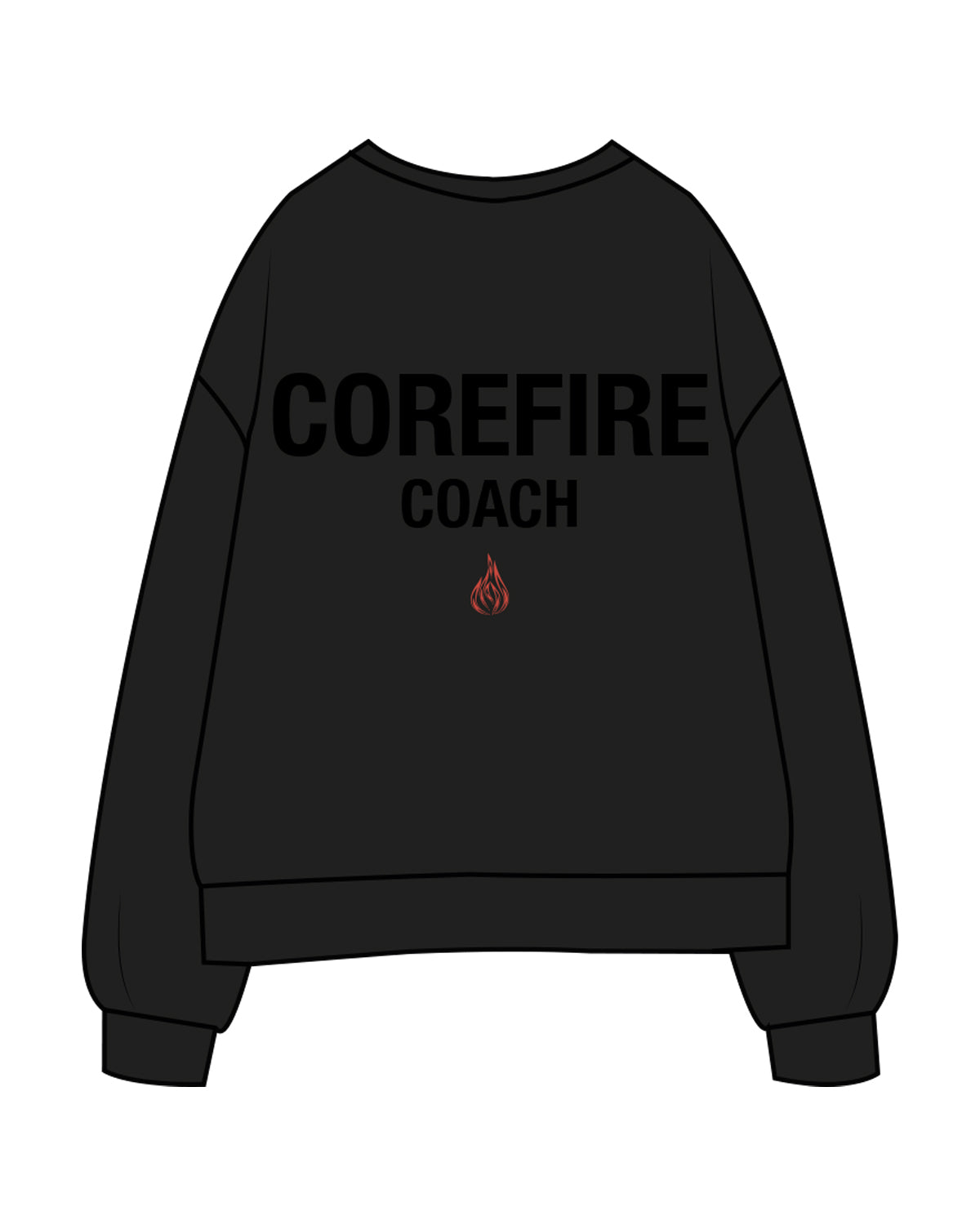 The Womens Crewneck - Black - Corefire - Left Chest & Back Center Stacked -  Full Color