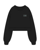 The Womens Crop Crewneck - Black - The Vibe - Left Chest - Embroidered - Light Blue