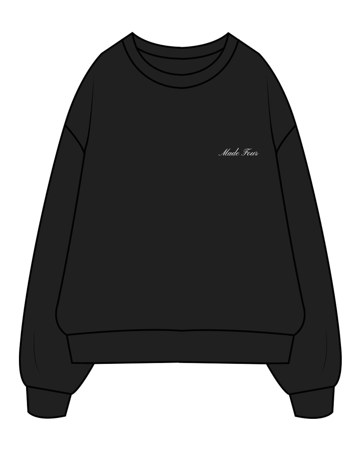 The Womens Crewneck - Black - M4Lagree - Left Chest - Embroidered - Center Back Stacked - Printed -  White