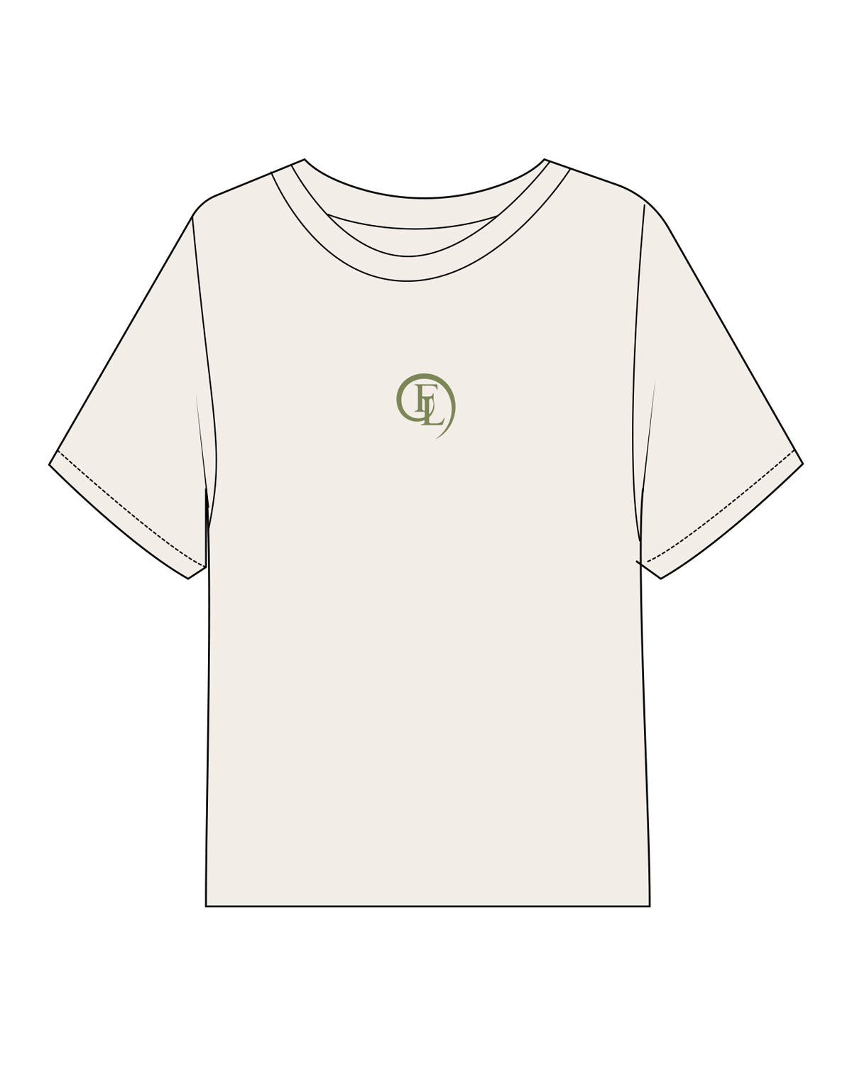 The Midweight Crop Tee - Ivory - Fase Lagree - Center Chest - Embroidered - Moss