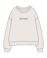 The Mens Crewneck - Bone - Method Pilates - Center Chest - Printed - Dark Brown