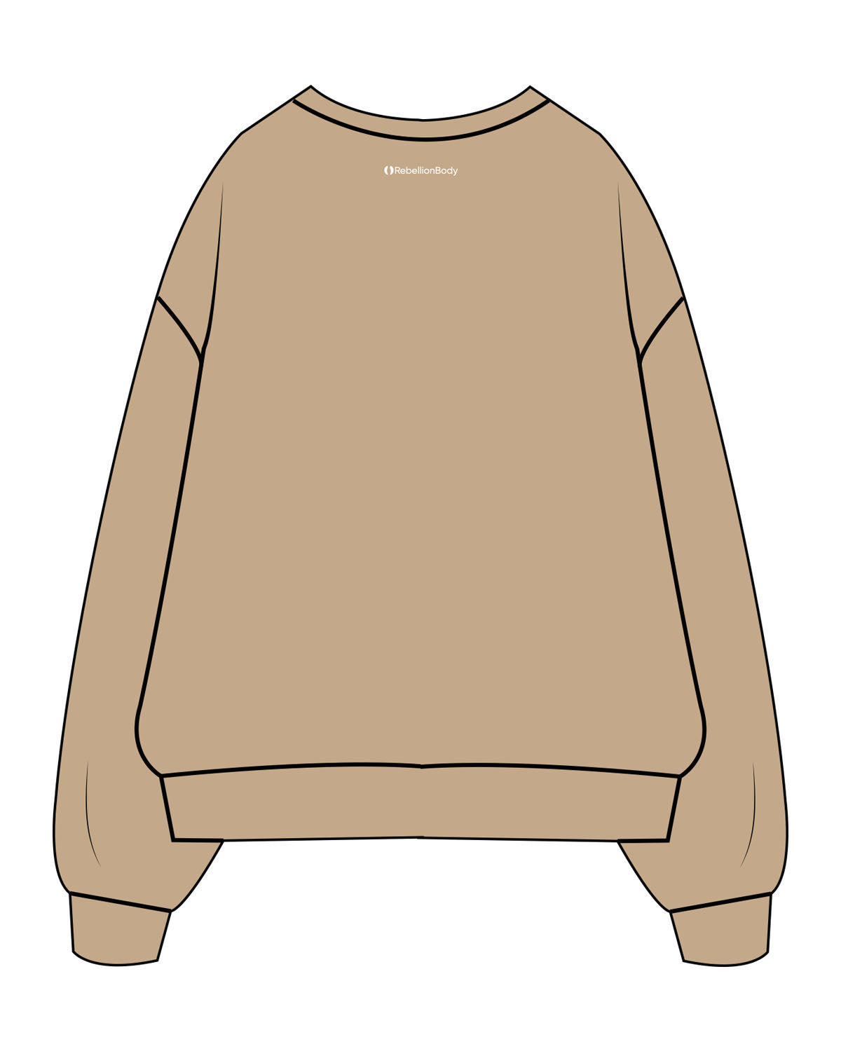 The Mens Crewneck - Sand - Rebellion Body - Center Chest & Back Center Neckline - Printed - White