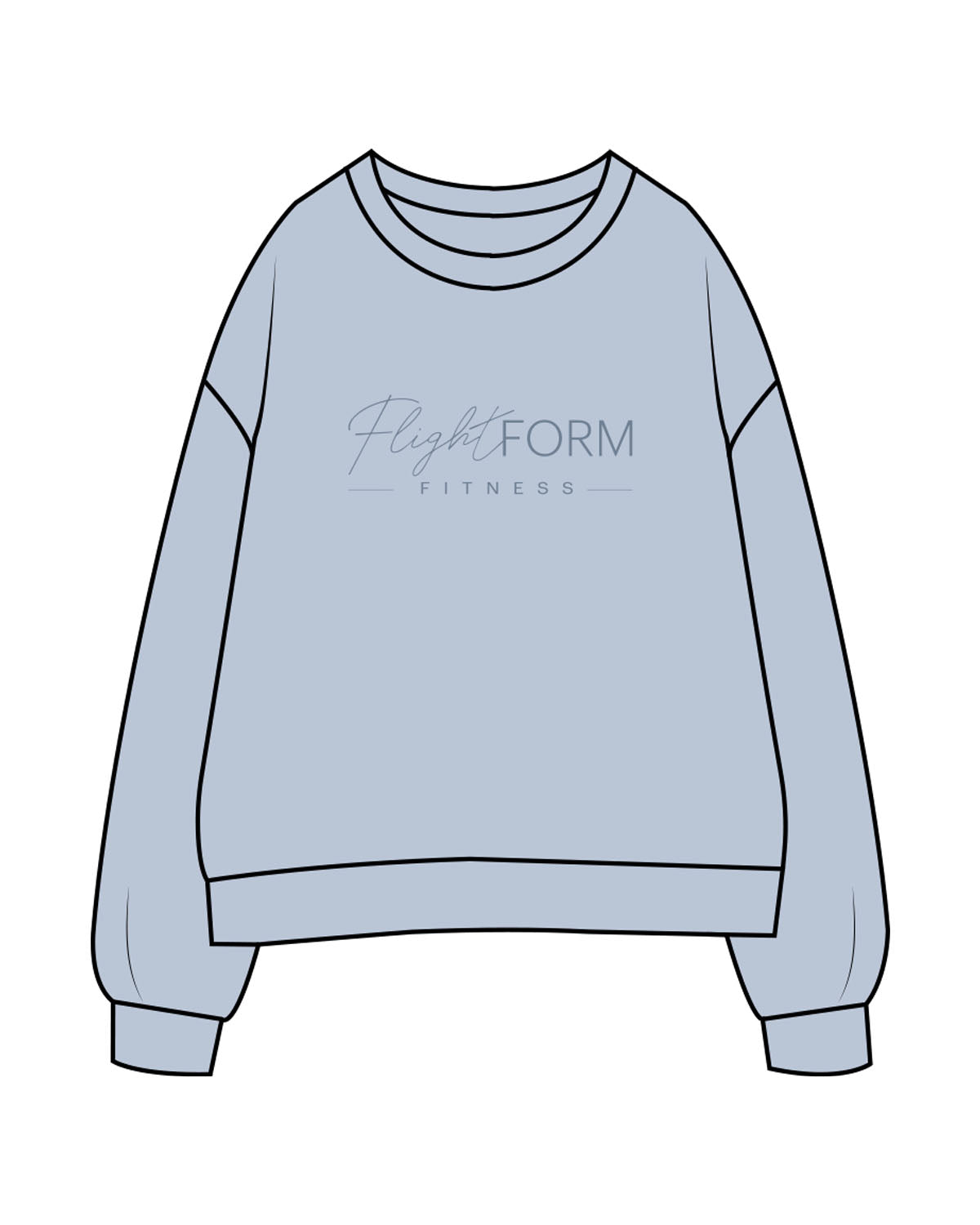 The Womens Crewneck - Powder - Flightform - Center Chest Stacked - Printed - Tone on Tone