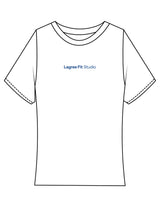 The Baby Tee - White - Lagree Fit Studio - Center Chest - Printed - Blue