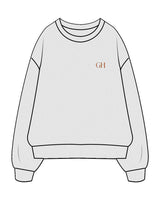 The Mens Crewneck - White Heather - Golden Hour Pilates - Left Chest - Back Stacked - Printed - Orange