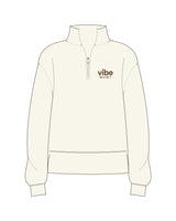 The Mens 1/4 Zip - Off White - Vibe MVMT - Left Chest Stacked - Embroidered - Brown