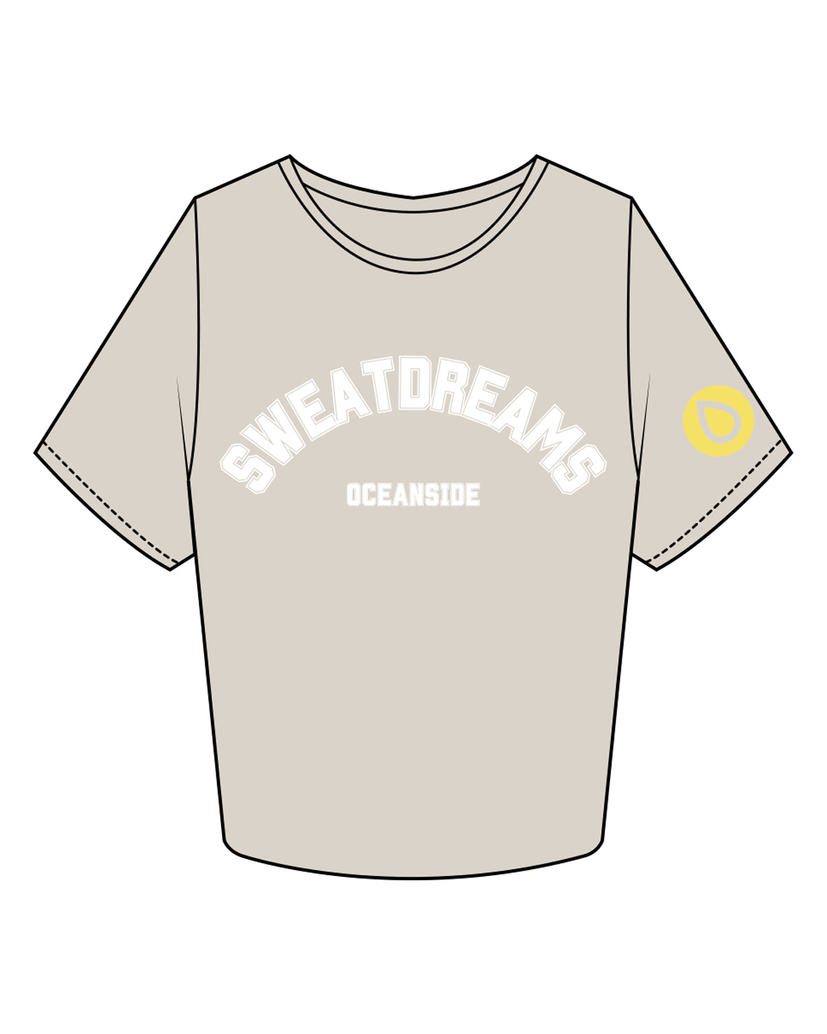 The Crop Tee - Bone - SWEATDREAMS - Center Chest Stocked & Left Sleeve - Full Color